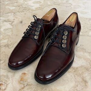 Pertini Patent Leather Lace-Up Dress Shoes Burgundy - As New